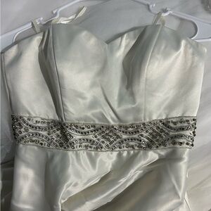 Eliza J Ivory Satin Wedding Dress
